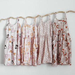 Neutral Flowers Pocketed Tank Dress