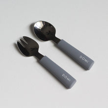 Load image into Gallery viewer, Chews Domi | Silicone/Stainless Steel Utensils (Dusty Blue)
